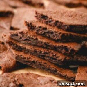 A stack of golden brown, crispy brownie crisps.