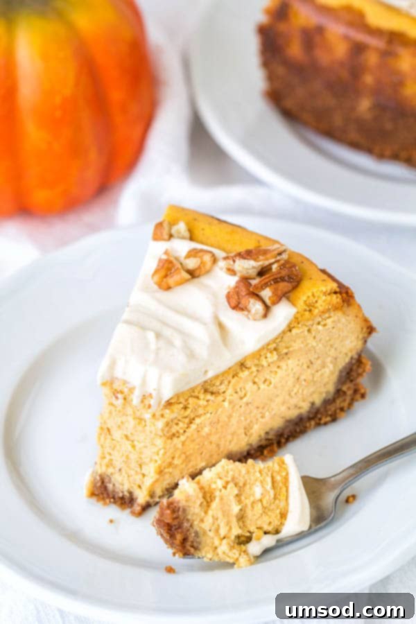 Autumn Maple Pumpkin Cheesecake 6 A grand, irresistibly creamy maple pumpkin cheesecake, beautifully frosted with a swirl of maple pumpkin whipped cream, positioned prominently and ready to be served at a festive gathering.