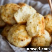 Small image of a baked cheesy garlic biscuit, inviting feedback from readers.