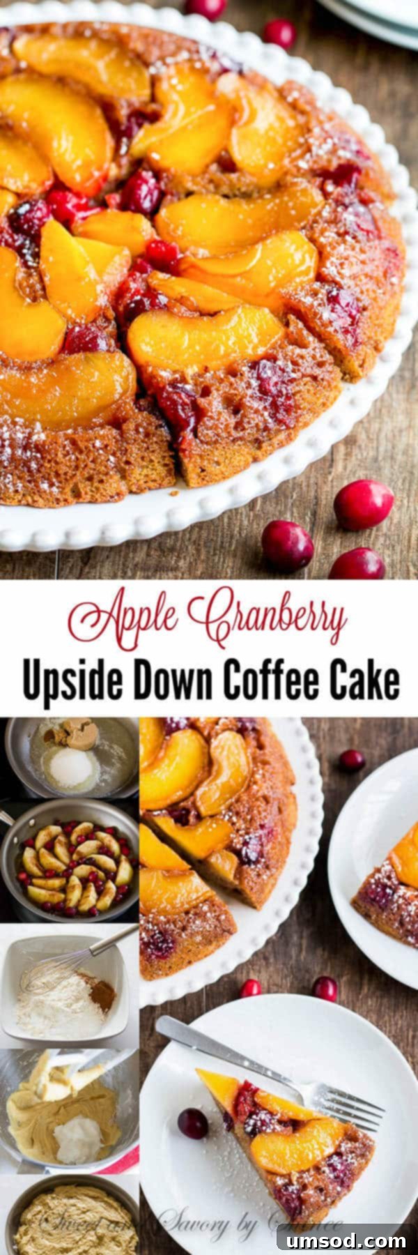 Delicious Apple Cranberry Upside Down Coffee Cake, perfect for holidays
