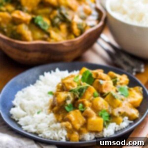 Easy Bok Choy and Chicken Curry served over rice