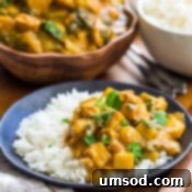 A bowl of delicious Bok Choy and Chicken Curry ready to be enjoyed.
