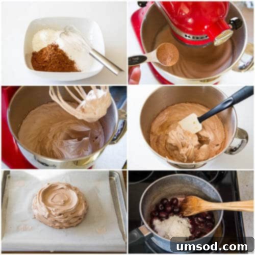 Step-by-step photo tutorial for making Cherry Chocolate Pavlova