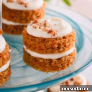 Perfectly Portioned Pecan-Topped Carrot Cakes 13 mini carrot cakes on a platter.