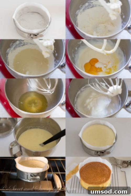 Step-by-step image of making a Lemon Soufflé Cheesecake