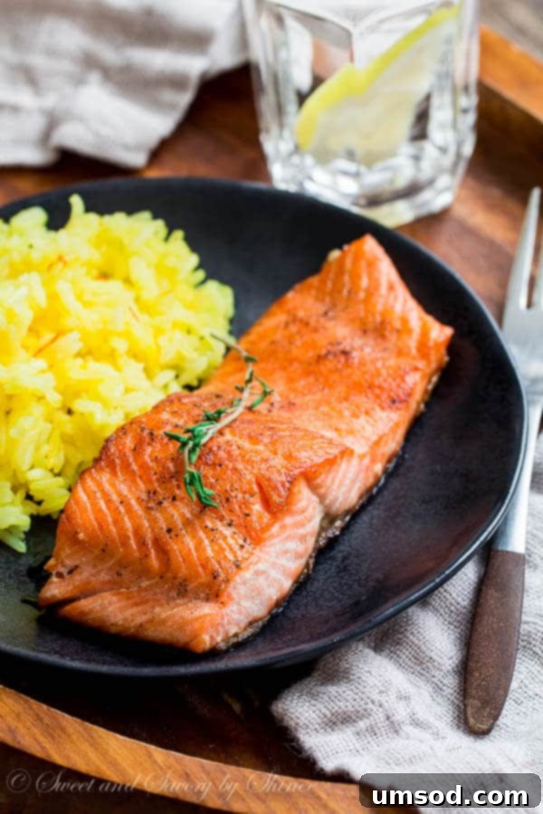 Beautiful pan fried steelhead trout with crispy skin and juicy tender meat, smothered with tangy thyme lemon butter sauce. Delicious dinner in minutes!