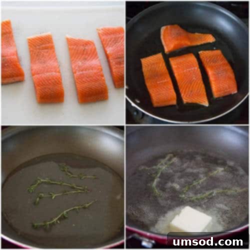 Pan fried steelhead trout with thyme lemon butter sauce- step by step photo instruction