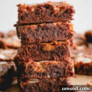 Dulce De Leche Swirled Almond Brownies 8 A stack of delightful almond brownies.