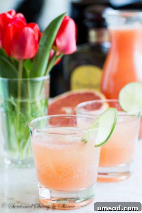 Vibrant Grapefruit Paloma 2 Refreshing Grapefruit Paloma with a touch of fizz, perfect for spring and summer enjoyment.