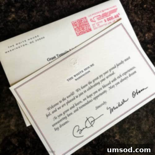 A Letter from The White House for a newborn baby