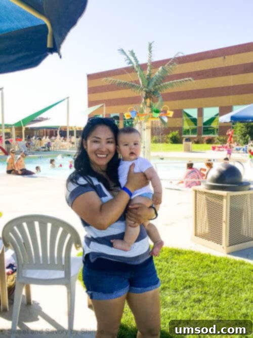 Baby Grant: 6-month Update, playing at the pool