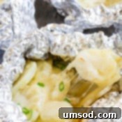 Grilled Garlic-Cheese Potato Bundles 5 Grilled Cheesy Garlic Potato Packets finished dish