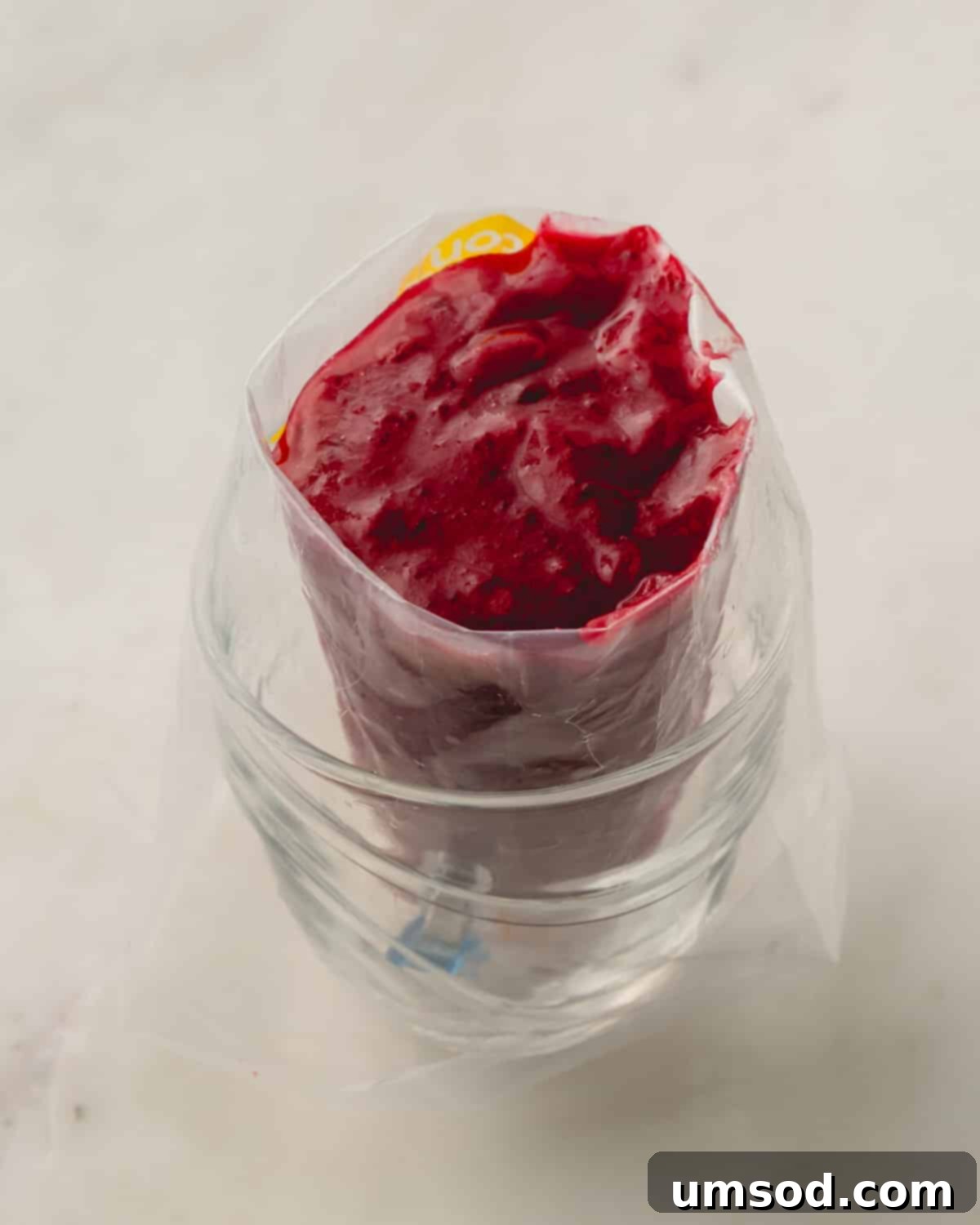 Cranberry Citrus Macarons 21 Smooth cranberry sauce after being blended with an immersion blender.